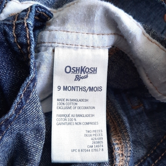 Oshkosh Vestbak Denim Shortalls size 9 months - Picture 8 of 8